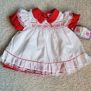 Vintage Baby Girls 2 Piece Pinny Dress NWT
